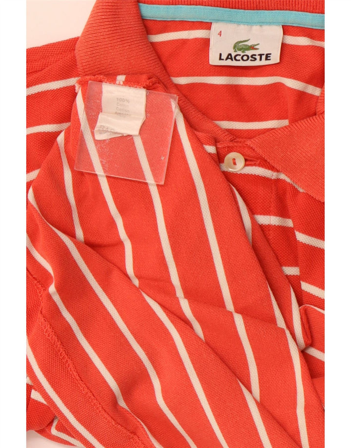 LACOSTE Polo para hombre Talla 4 Algodón a rayas naranja mediano