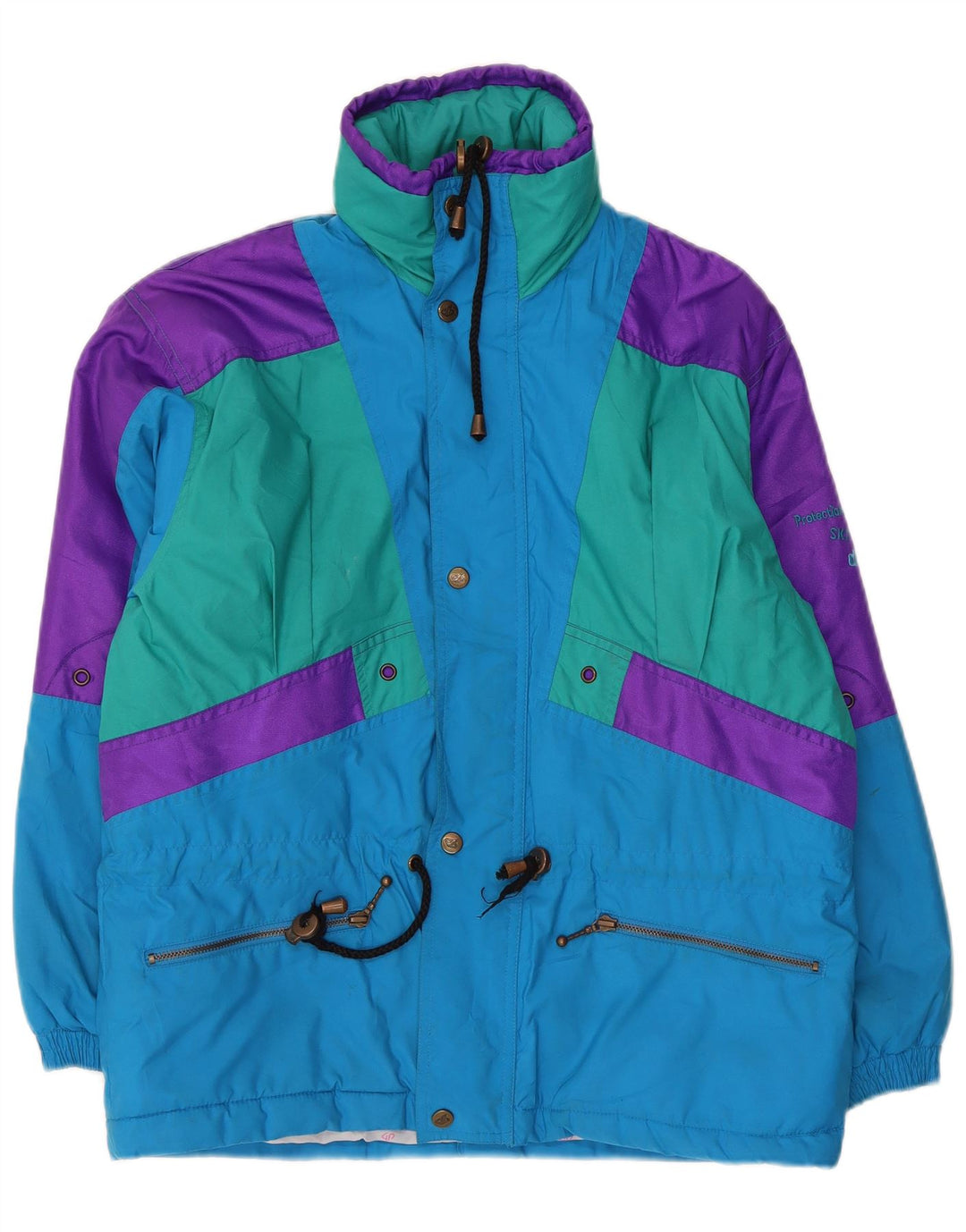 Chaqueta de esquí con capucha vintage para hombre Reino Unido 38 Poliéster color azul medio