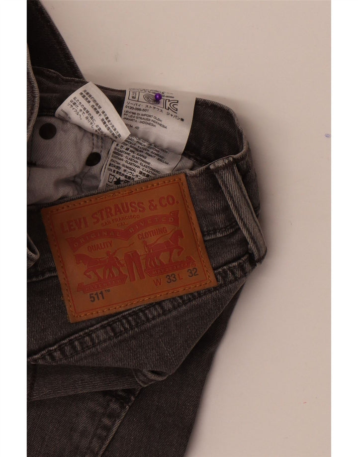 Levi's Hombre 511 Slim Jeans W33 L32 Algodón Gris