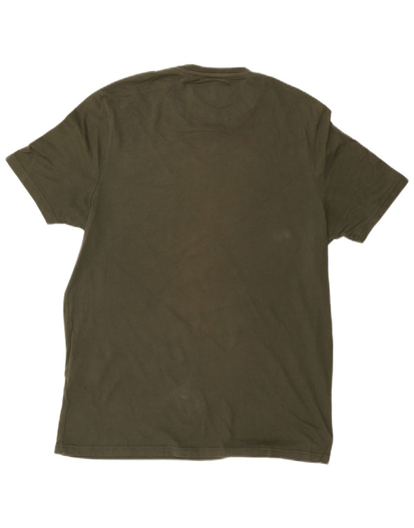 LYLE & SCOTT Hombre Camiseta Top Grande Caqui Colorblock Algodón