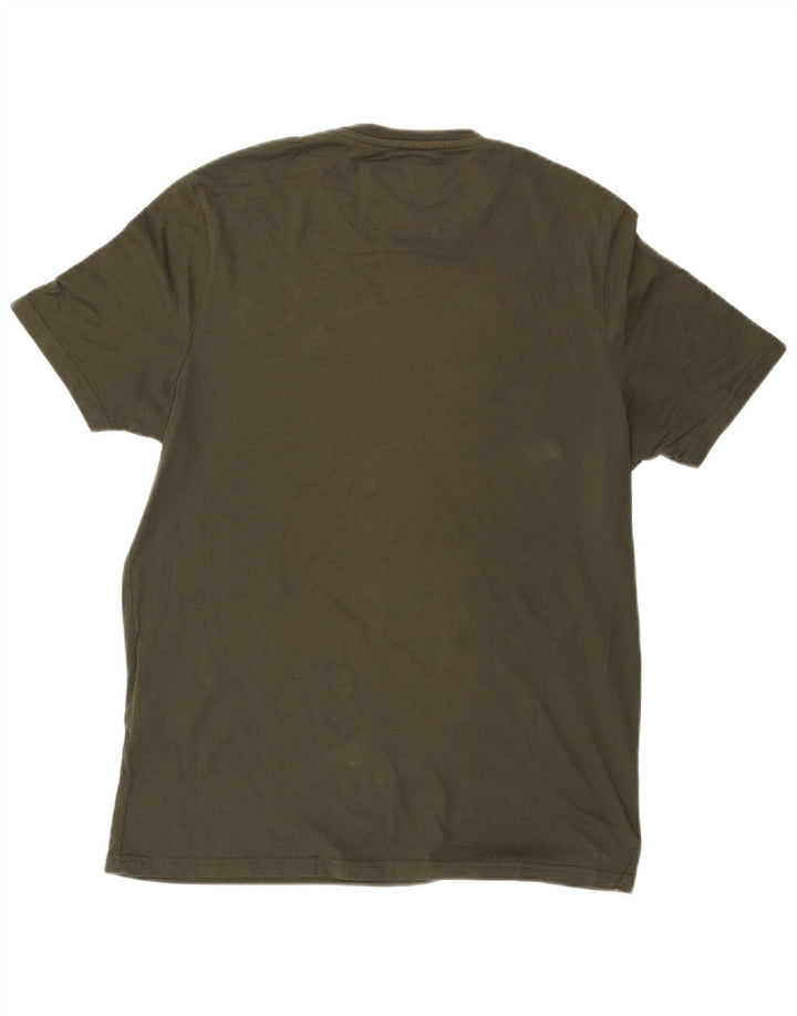 LYLE & SCOTT Hombre Camiseta Top Grande Caqui Colorblock Algodón