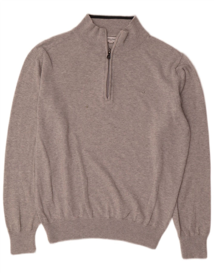 Calvin Klein Jersey tipo jersey con cuello y cremallera para hombre de algodón gris medio