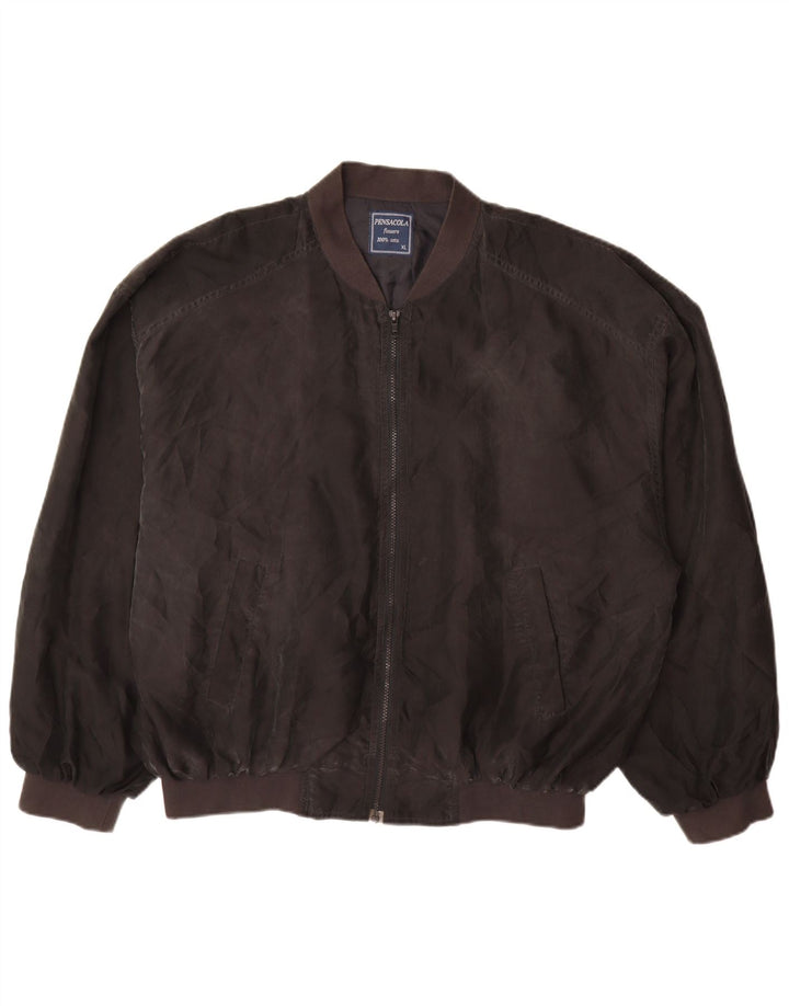 Pensacola Chaqueta Bomber para Hombre UK 42 XL Seda Negra
