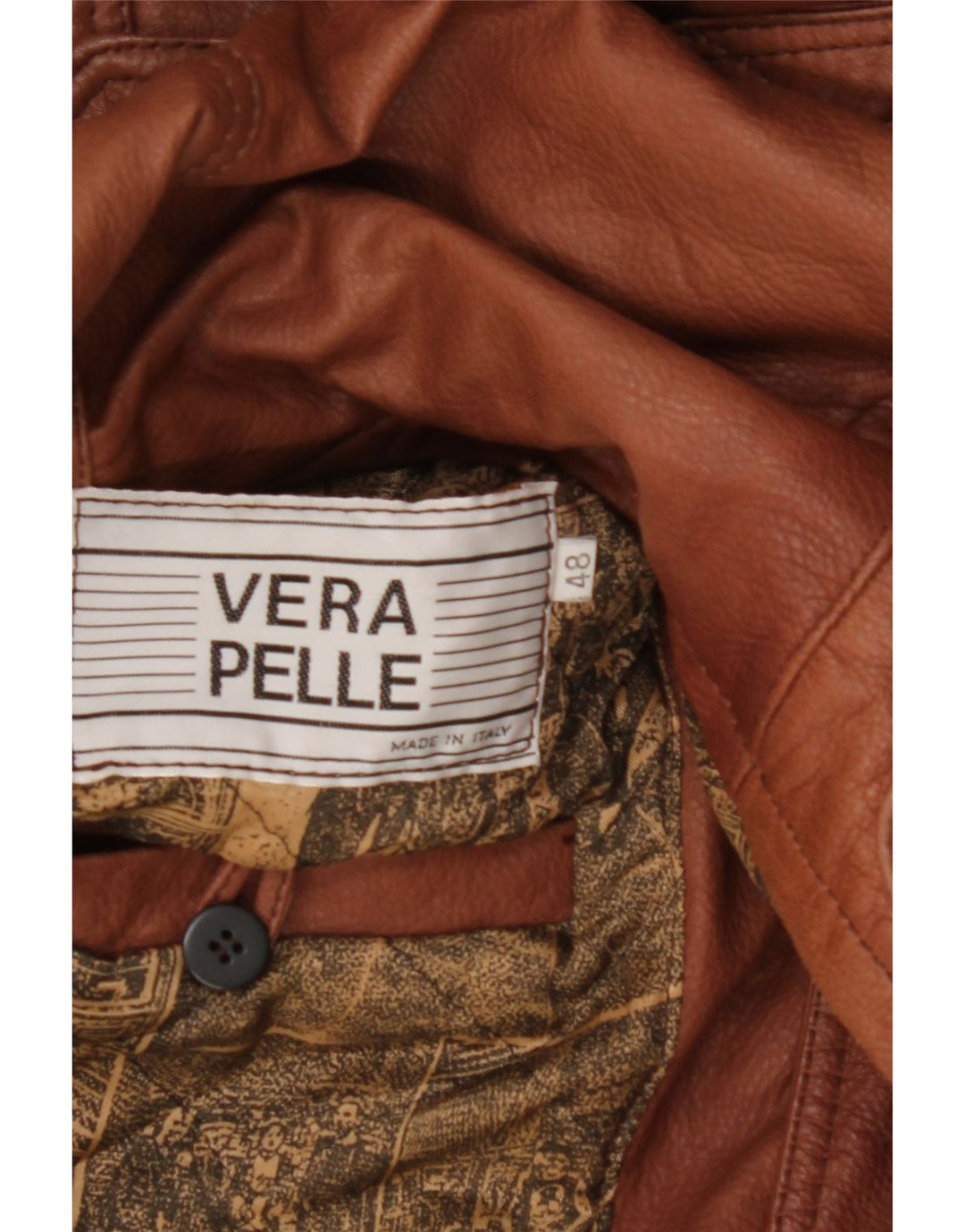 VINTAGE Abrigo de cuero con capucha para hombre IT 48 Cuero marrón medio