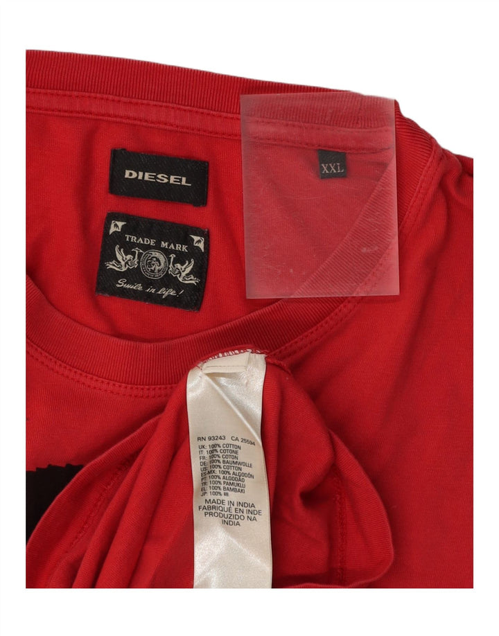 DIESEL Camiseta gráfica para hombre Top 2XL Algodón rojo