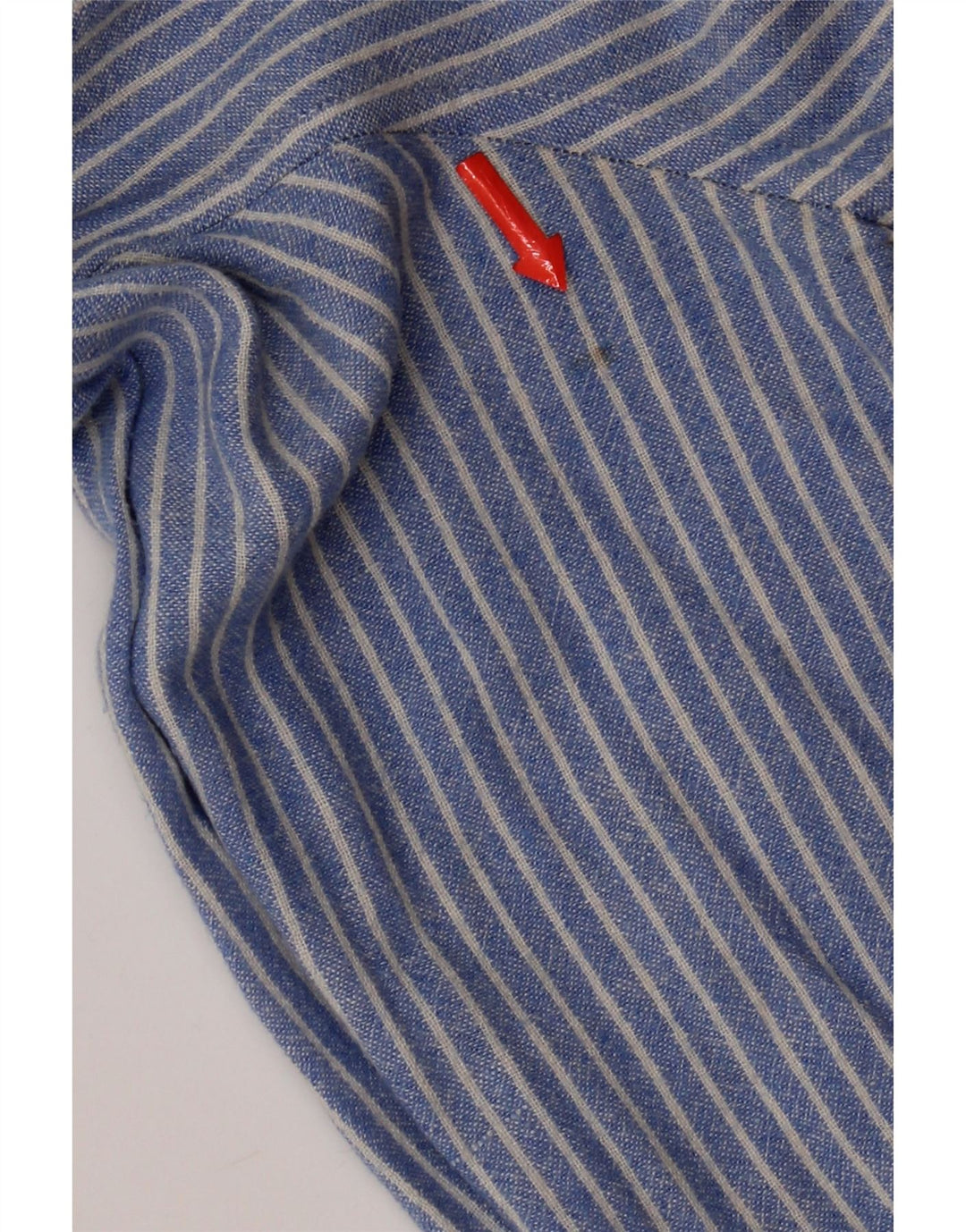 Crew Clothing Camisa para hombre de lino a rayas azul medio