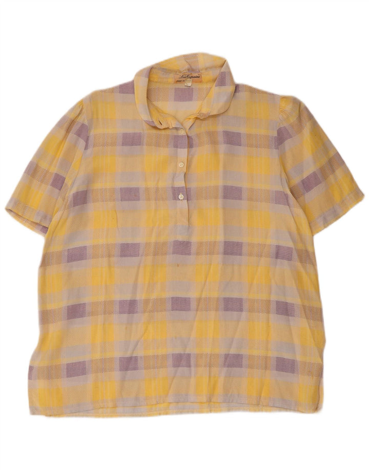 Les Copains Camisa tipo jersey de manga corta para mujer UK 40 Large Yellow Check