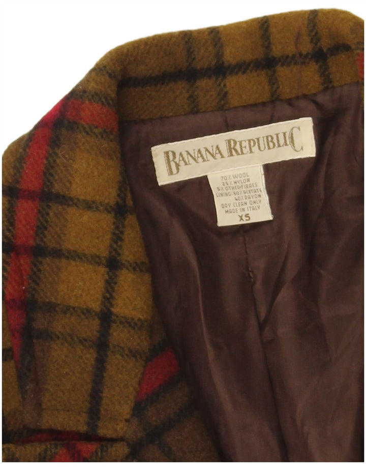 Banana Republic Chaqueta tipo blazer extragrande con 3 botones para mujer UK 6 XS Khaki Check