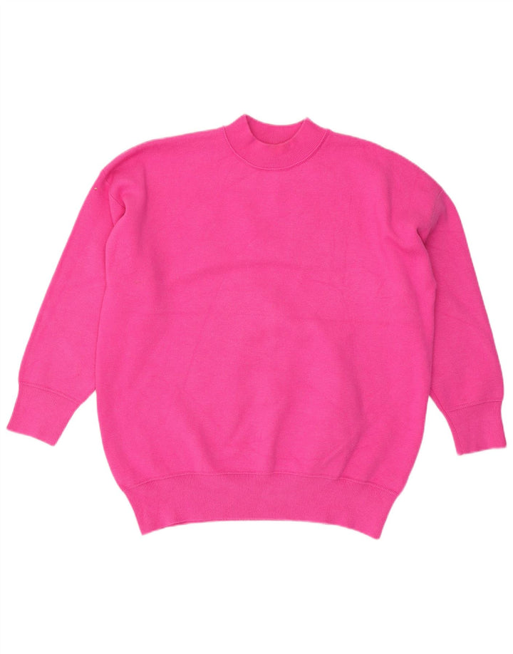 Zara Jersey oversize con cuello redondo para mujer, talla 44, viscosa rosa mediana