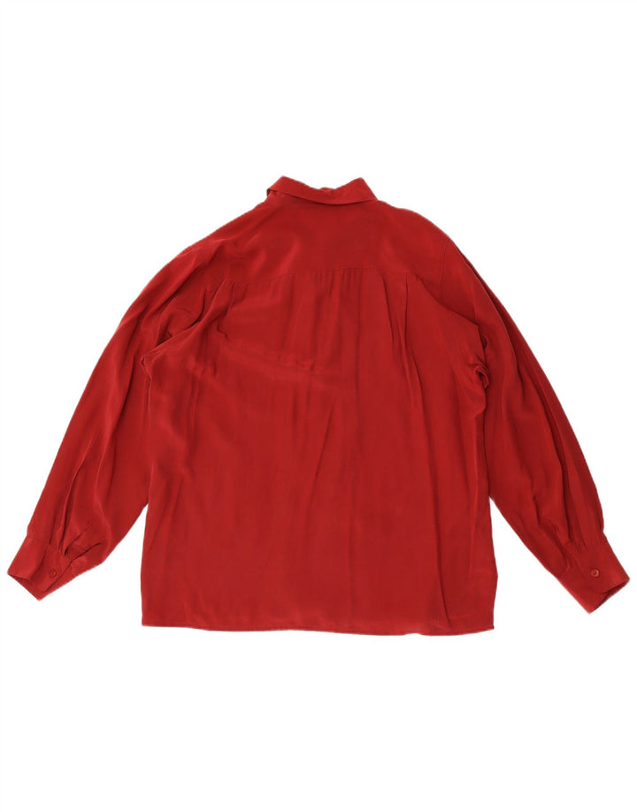 Vintage mujer camisa blusa EU 44 XL seda granate