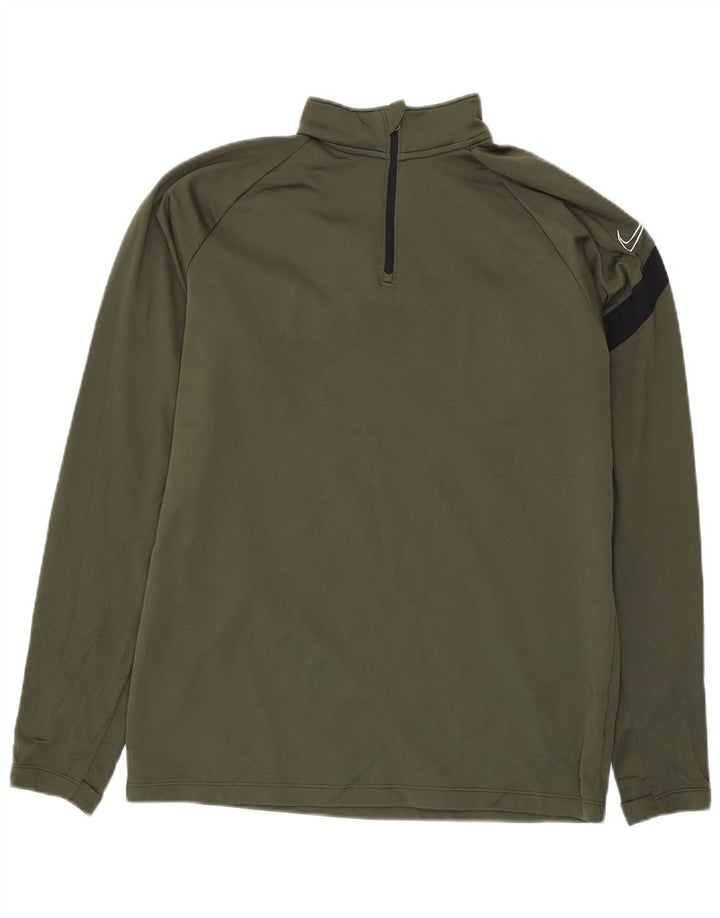 NIKE Hombre Dri Fit Graphic Pullover Chándal Top Medium Khaki Colorblock