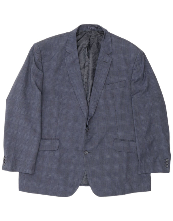 Pierre Cardin Chaqueta tipo blazer de 2 botones para hombre UK 50 5XL Azul marino a cuadros