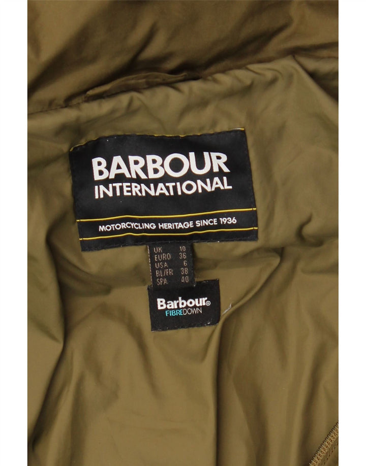 Barbour Abrigo acolchado con capucha de gran tamaño para mujer Reino Unido 10 Pequeño Caqui