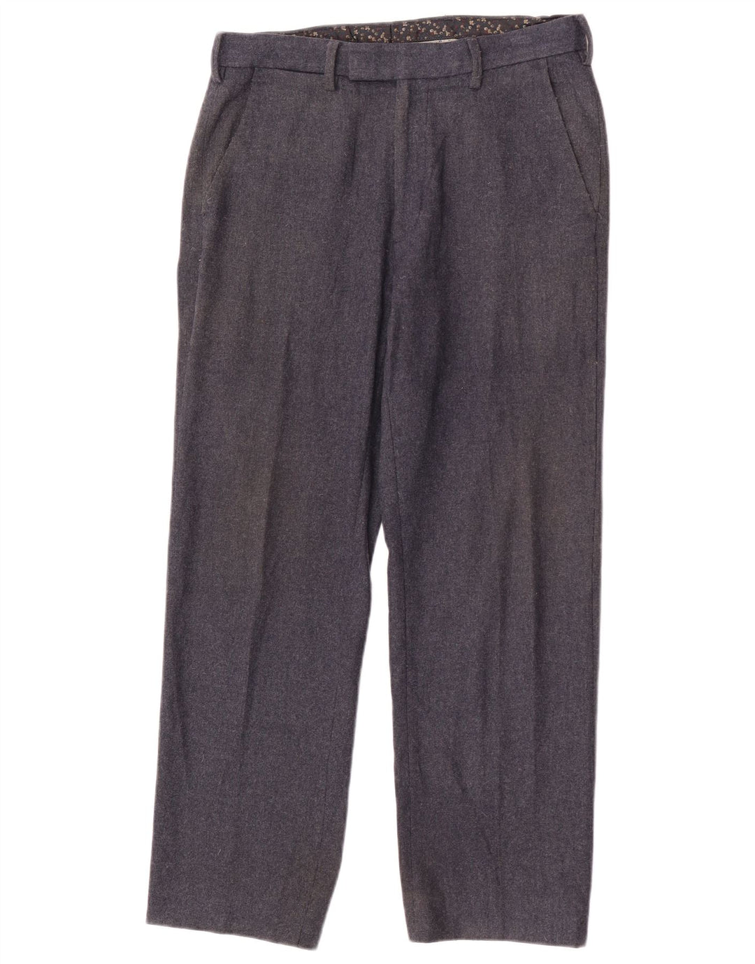 Marks & Spencer Pantalón de traje recto para hombre W30 L27 Lana azul marino