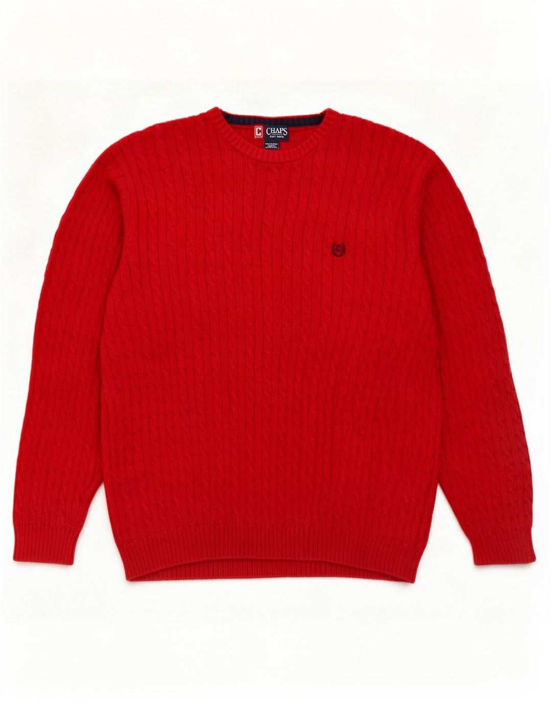 Chaps - Jersey de cuello redondo para hombre, talla grande, algodón rojo
