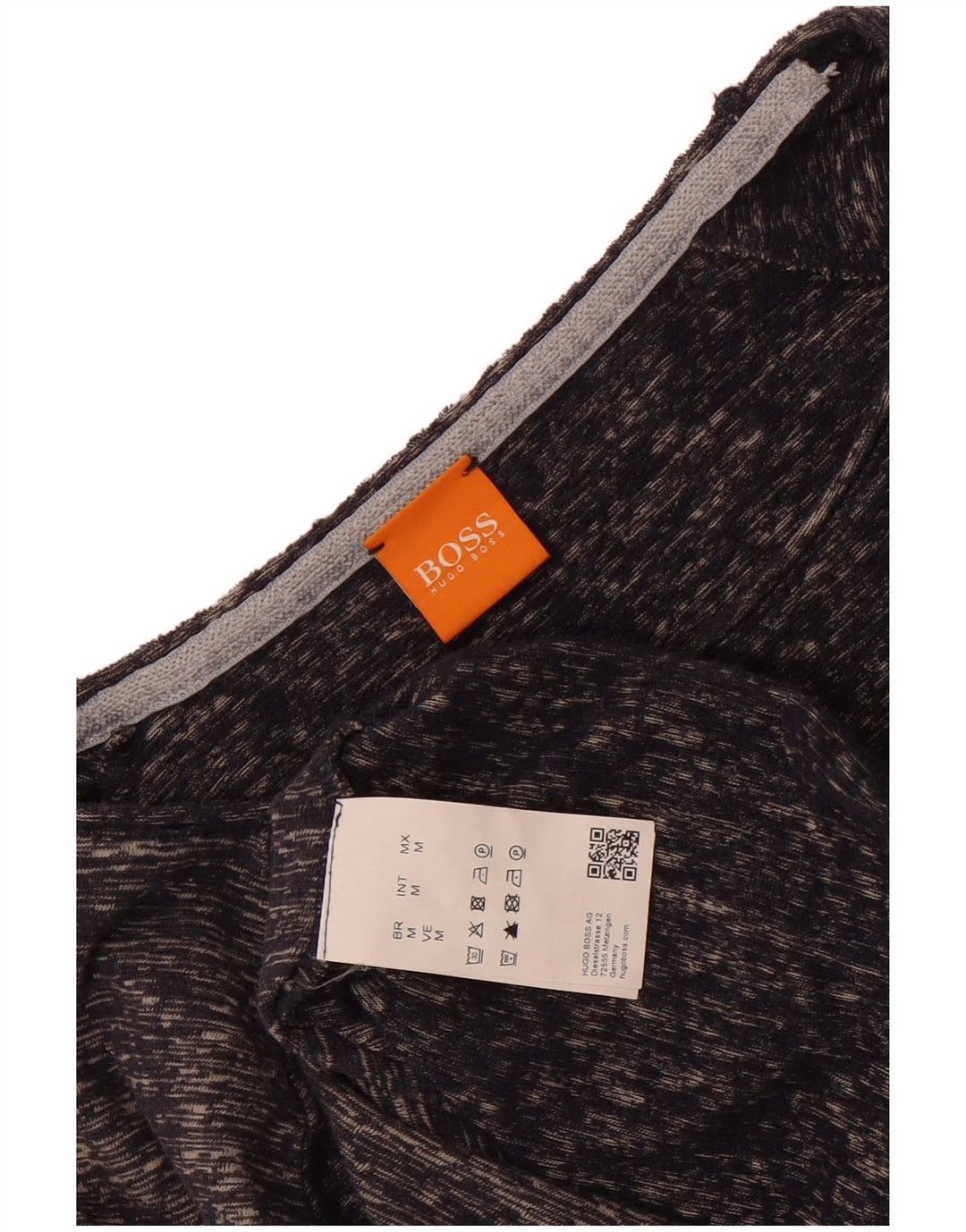 Camiseta Hugo Boss Hombre Manga Larga Algodón Moteado Azul Marino Medio