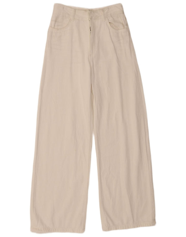 Zara Vaqueros de pierna ancha y cintura alta para mujer EU 36 XS W26 L31 Algodón blanco