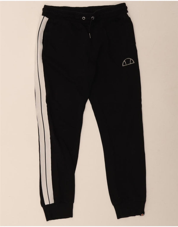 Ellesse Hombre Pantalones De Chándal Joggers Large De Algodón Color Block Negro