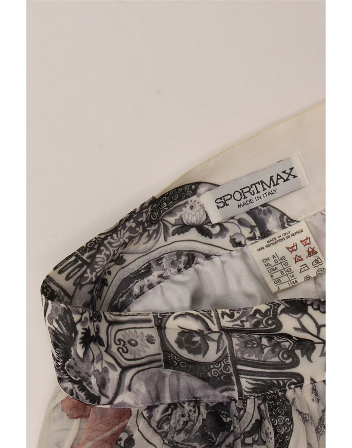 Sportmax Minifalda acampanada con estampado abstracto para mujer, talla 40, talla M, W28, color blanco