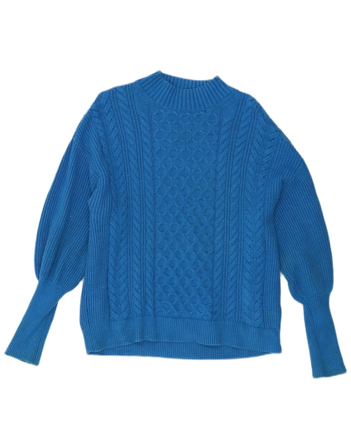 Marks & Spencer Jersey con Cuello Alto para Mujer UK 46 Viscosa Azul Grande
