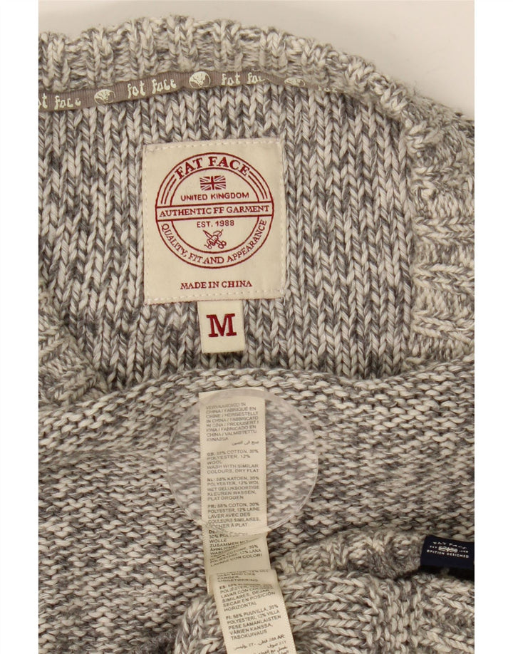 Jersey de hombre con cuello redondo de Fat Face de algodón moteado en gris medio