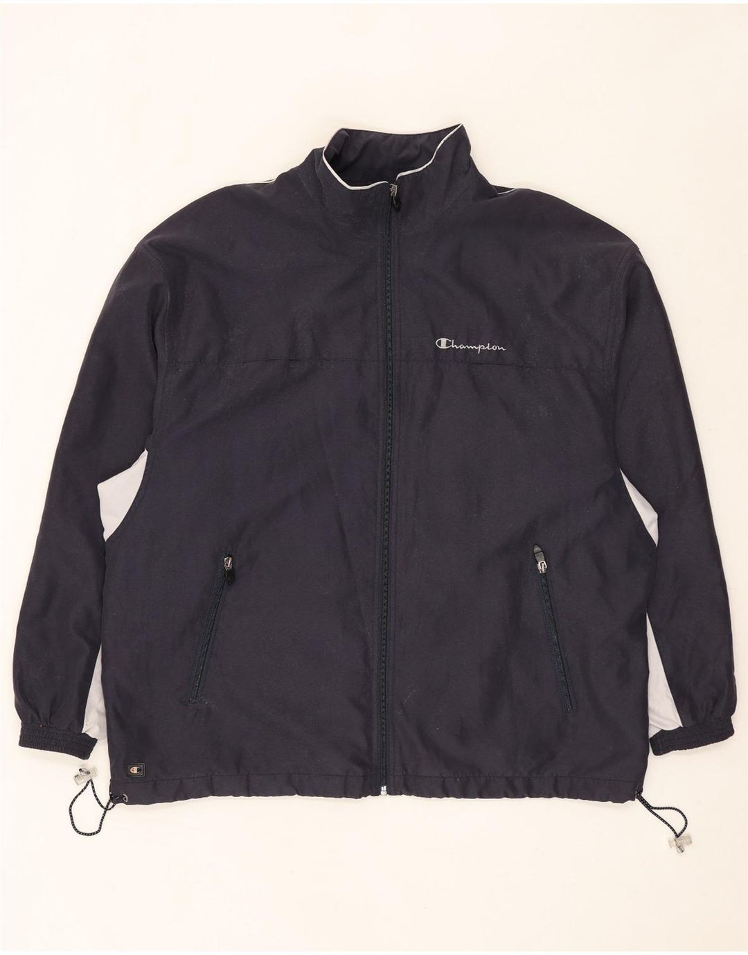 Champion Chaqueta de chándal para hombre, talla grande, poliéster con bloques de color azul marino