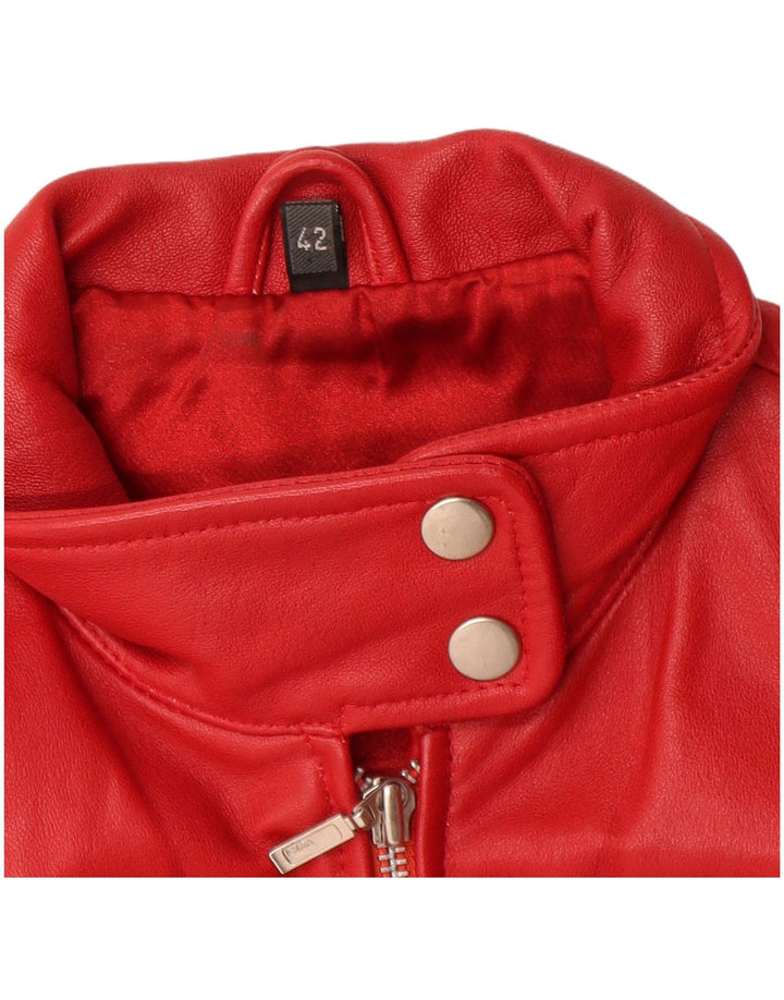 Vintage mujer crop chaqueta de cuero IT 42 cuero rojo medio