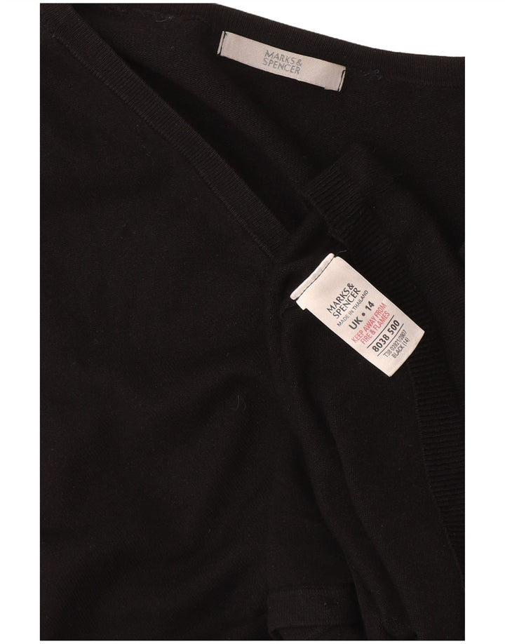 Marks & Spencer Suéter tipo cárdigan para mujer UK 44 Viscosa negra mediana