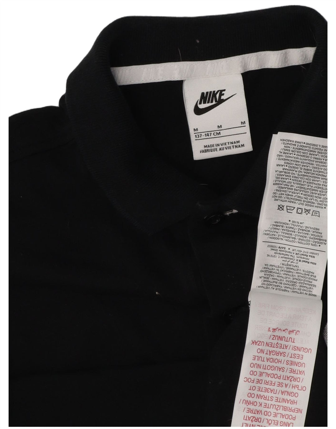 NIKE Boys Polo Shirt 10-11 Years Medium Black Cotton