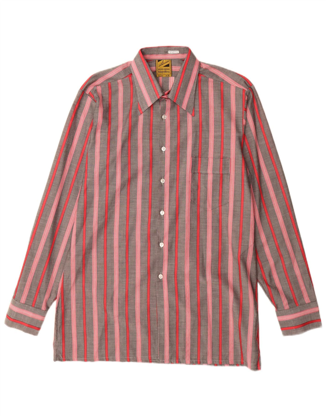 Bugelfrei Camisa Hombre Talla 40 Algodón Rayas Gris Medio