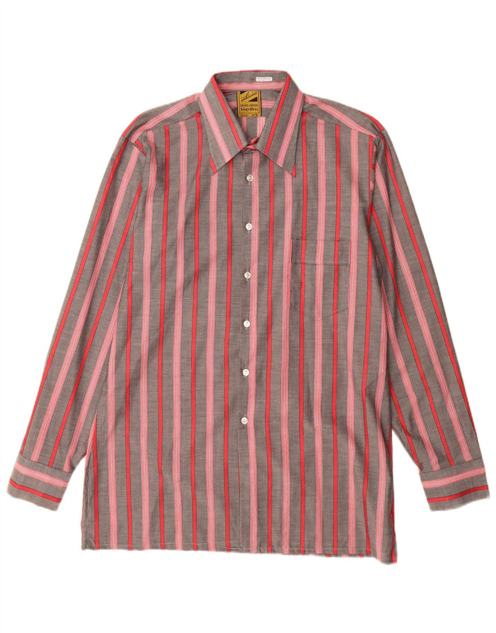 Bugelfrei Camisa Hombre Talla 40 Algodón Rayas Gris Medio