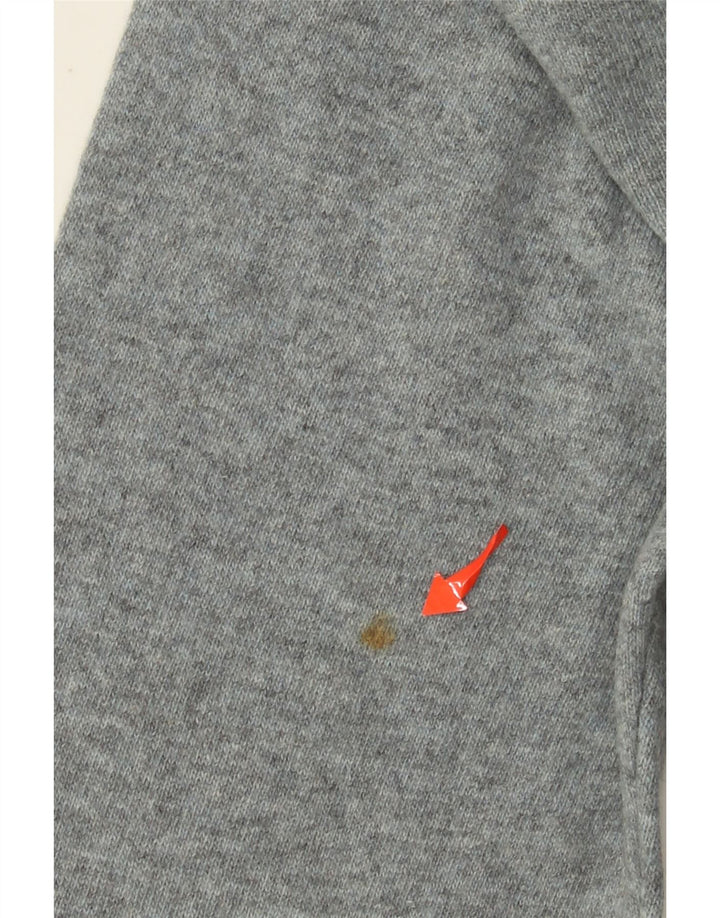 BENETTON Jersey con cuello vuelto para hombre, talla grande, gris Argyle/lana de diamante