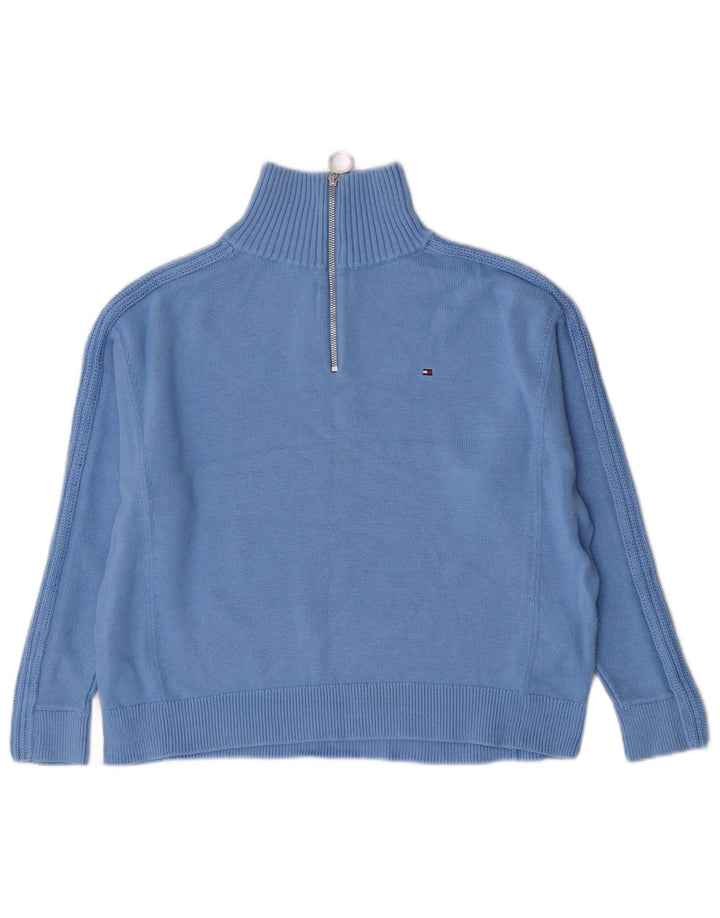 Tommy Hilfiger Suéter extragrande con cuello y cremallera para mujer UK 10 Small Blue
