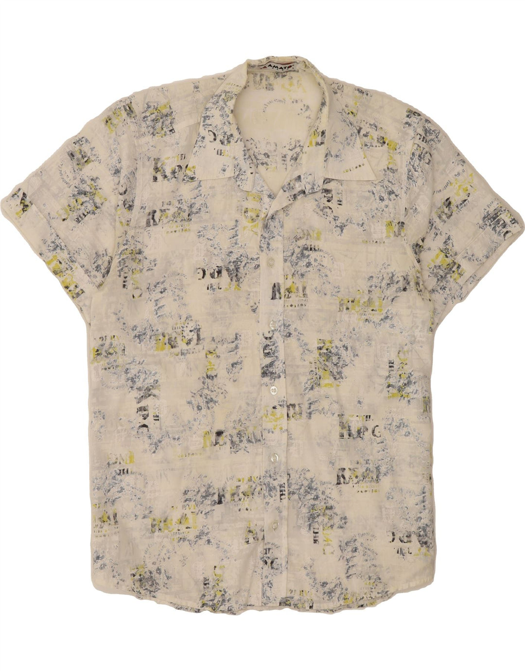VINTAGE Mens Graphic Short Sleeve Shirt Large White Cotton Vintage Vintage and Second-Hand Vintage from Messina Hembry 