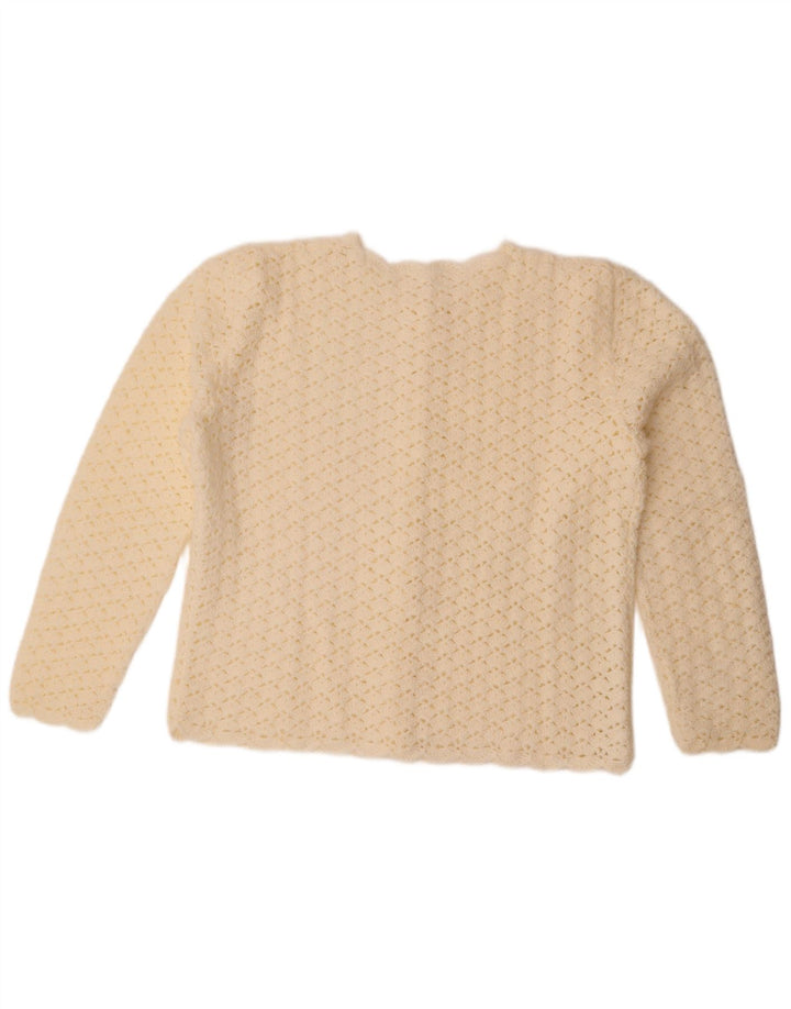 Vintage mujer Cardigan suéter Reino Unido 14 blanco grande