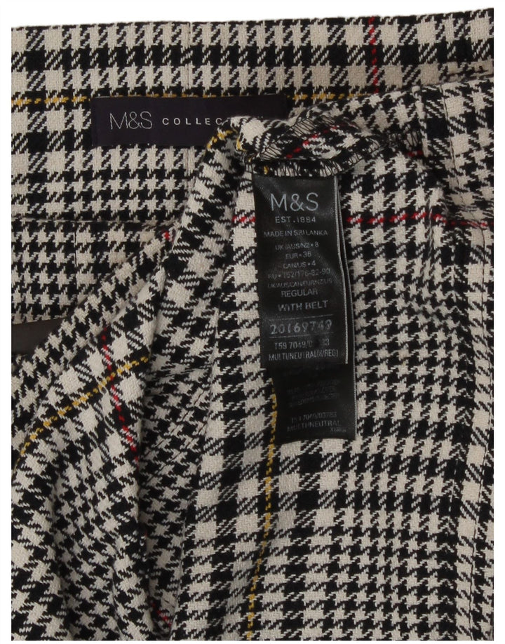 Marks & Spencer Minifalda para mujer UK 8 Small W26 Algodón de pata de gallo negro