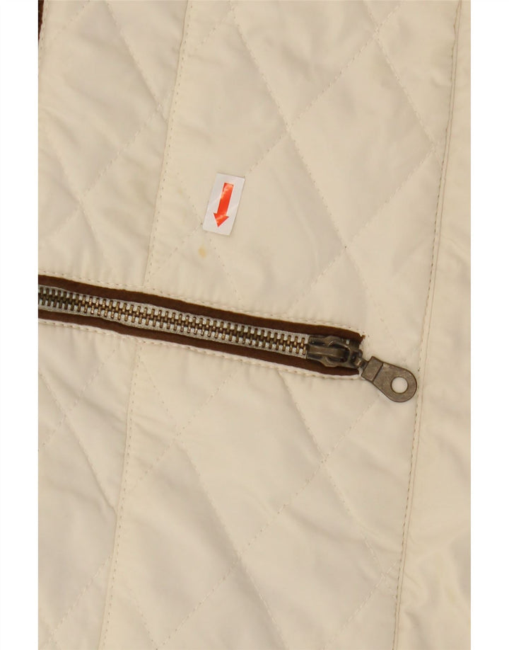 Zara Mujer Chaleco Acolchado UK 40 Medio Off White Poliéster Color Block