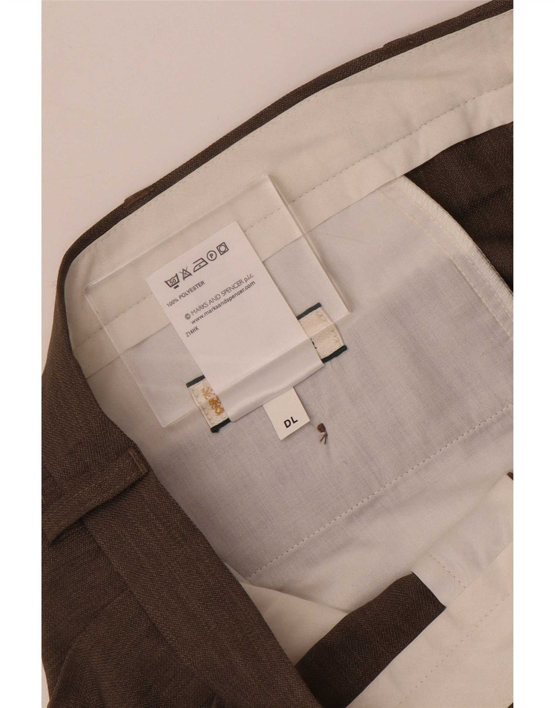 Marks & Spencer Pantalón de traje con pinzas para hombre W38 L31 Poliéster gris
