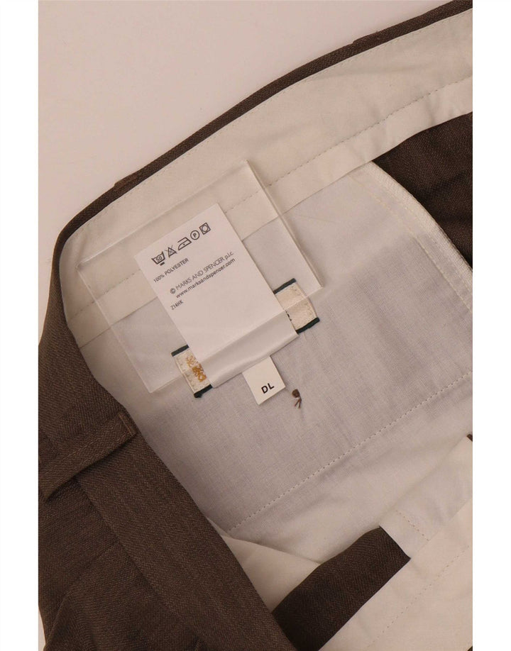 Marks & Spencer Pantalón de traje con pinzas para hombre W38 L31 Poliéster gris