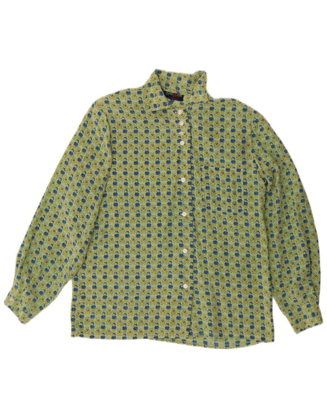 Blusa tipo camisa extragrande con estampado gráfico para mujer EU 36 Seda verde pequeña