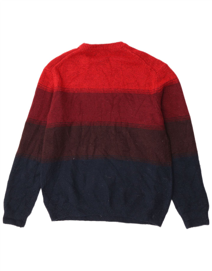 Marks & Spencer - Jersey de cuello redondo para hombre, talla grande, color burdeos a rayas