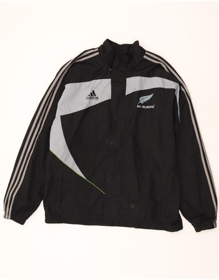 Adidas Hombre All Blacks Chándal Top Chaqueta Grande Negro Colorblock