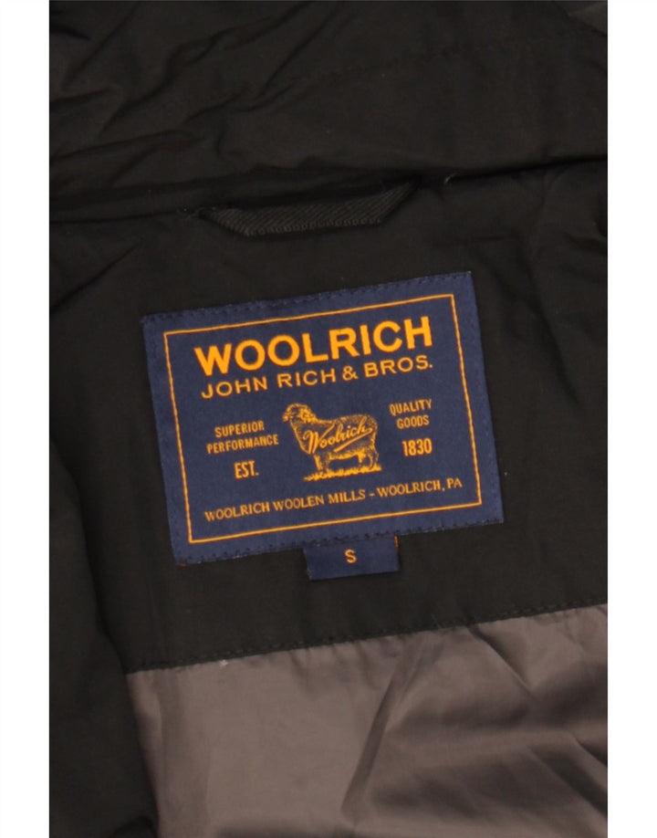Woolrich Abrigo acolchado con capucha para mujer UK 10 Small Black
