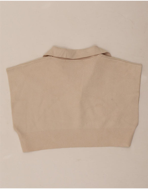 Zara Polo Corto Sin Mangas para Mujer UK 10 Small Beige