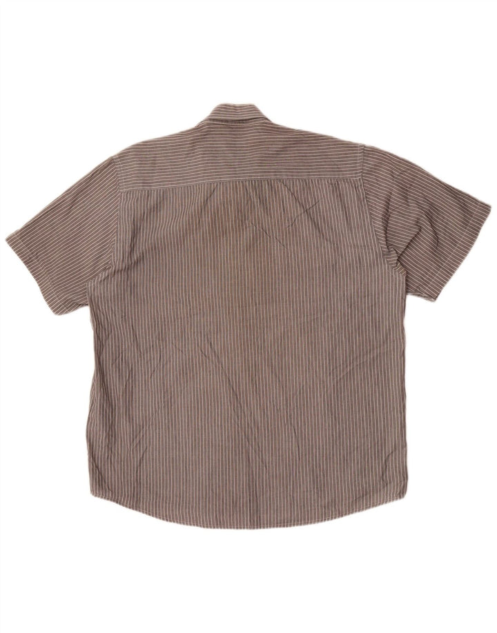 Pierre Cardin Camisa de manga corta de corte regular para hombre XL Poliéster a rayas grises