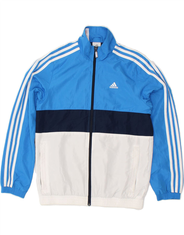 ADIDAS Boys Tracksuit Top Jacket 11-12 Years Blue Colourblock Polyester Vintage Adidas and Second-Hand Adidas from Messina Hembry 