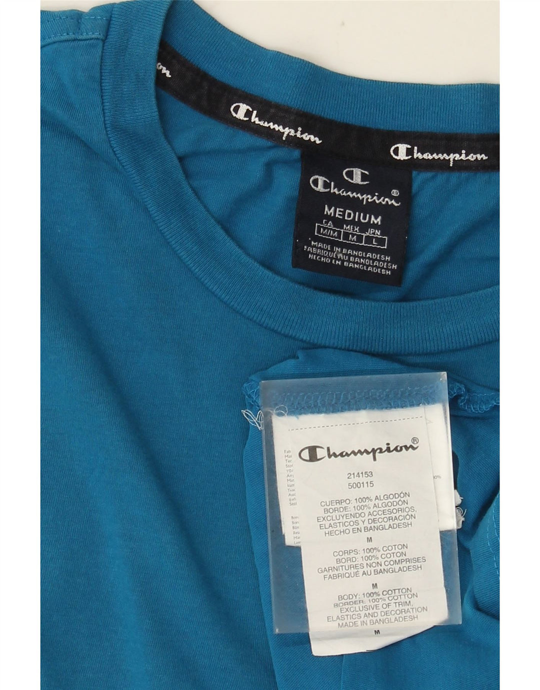 CHAMPION Camiseta Hombre Top Azul Medio Algodón