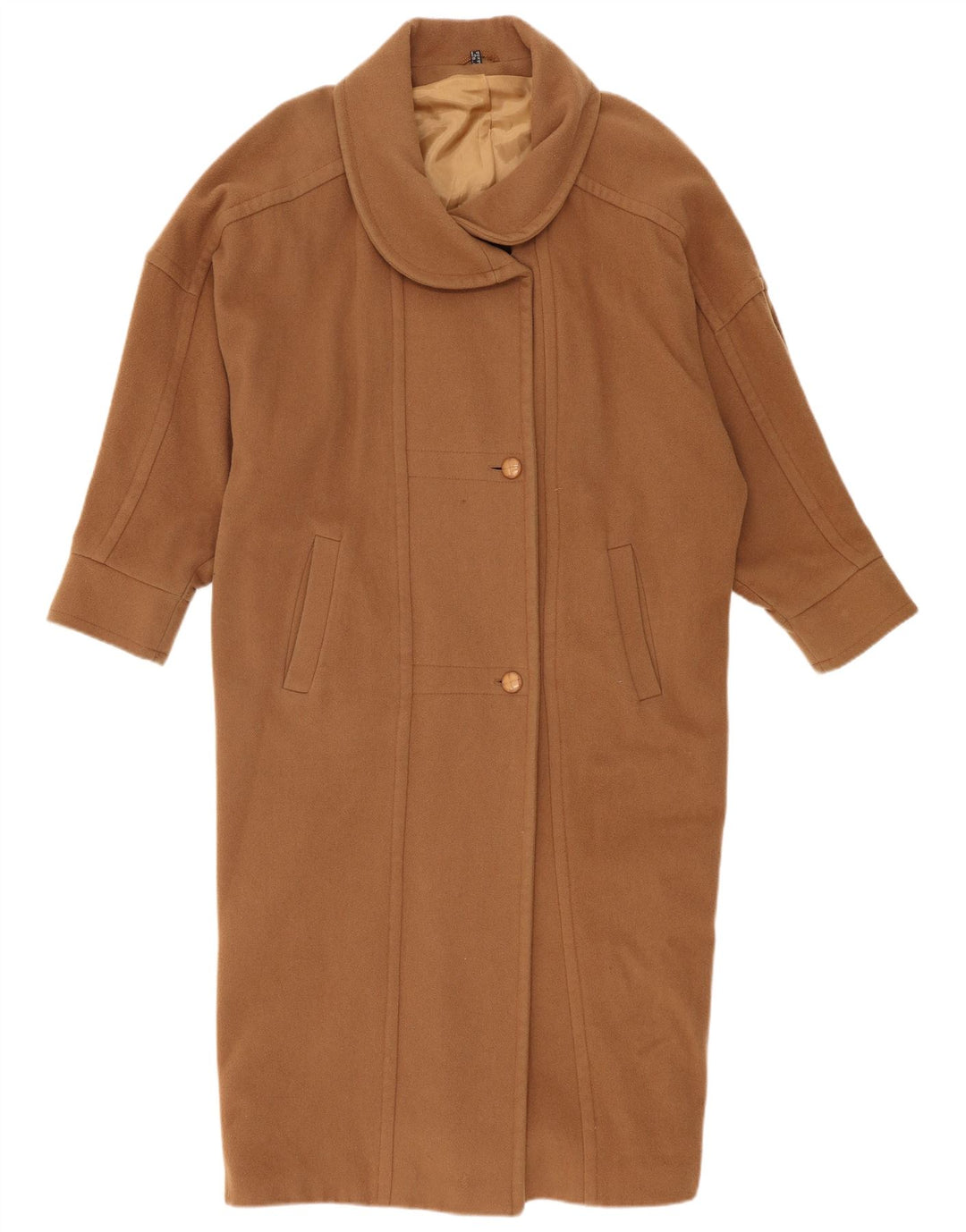 Vintage mujer abrigo de gran tamaño Reino Unido 14 lana marrón grande