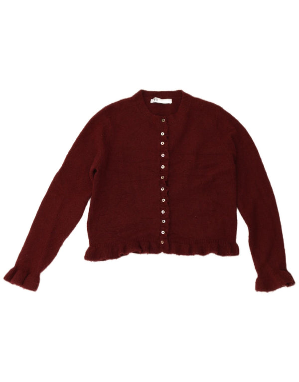 Zara Womens Cardigan Sweater UK 10 Small Burgundy