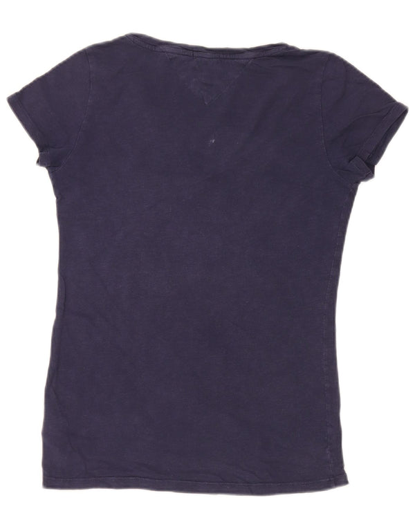 Tommy Hilfiger Camiseta gráfica para mujer Top UK 10 Small Azul marino Algodón